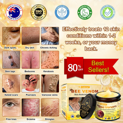 ✅PUROSA® Bee Venom Skin Treatment Cream, Anti-aging, Hydrating, Skin Repair, Even Tone, Acne and Dark Spot Treatment, Wart and Mole Removal, Psoriasis Relief